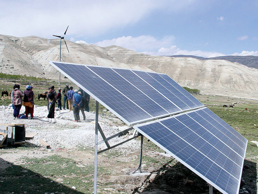 Solar PV Mini Grid System with wind hybrid system